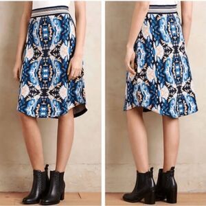 Anthropologie Moth Antica Sweater Skirt Black Blue Coral Women’s Size Medium